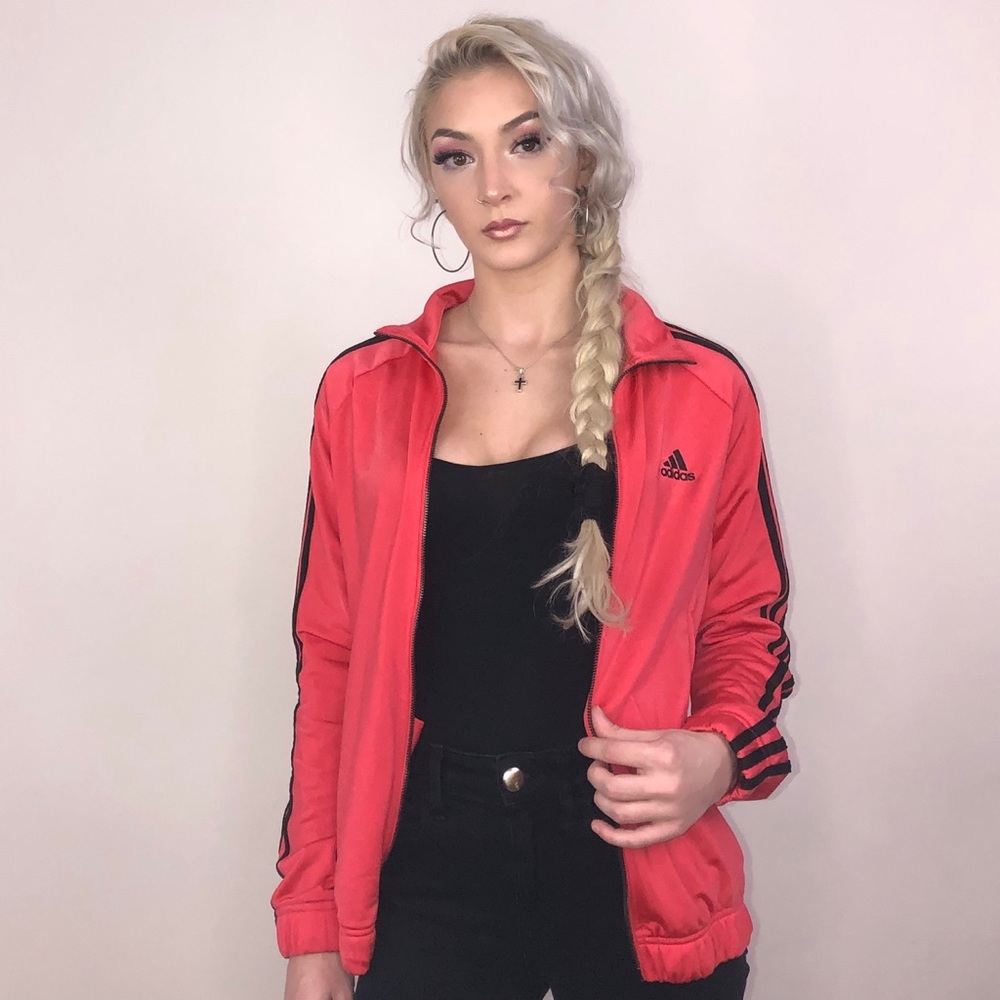 PINK ADIDAS ZIP UP JACKET